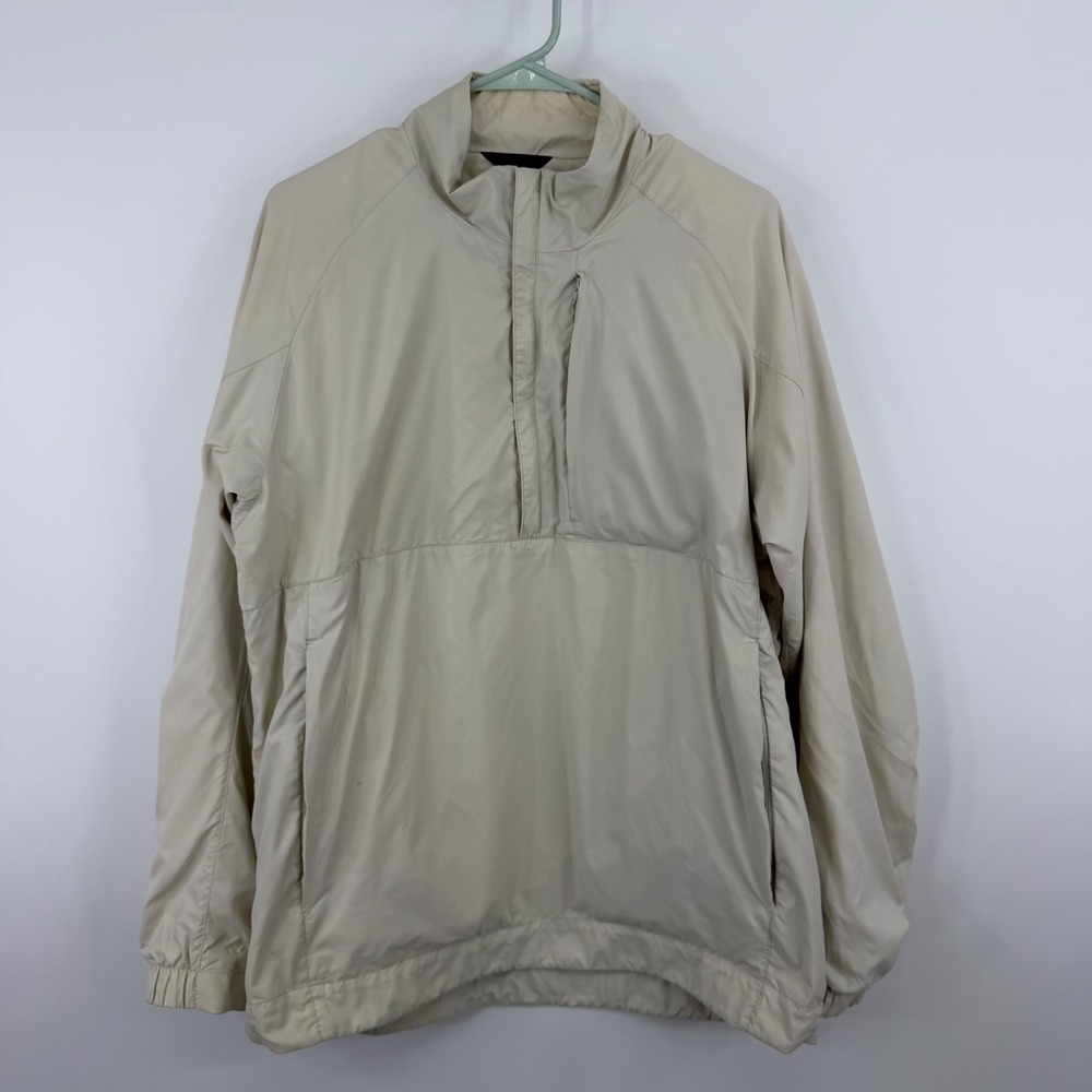 Nike Golf Pullover Mens Large Beige Quarter Zip Windbreaker Anorak